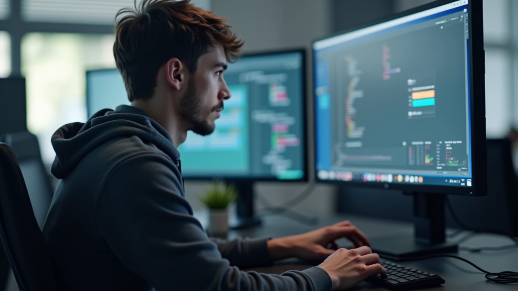 Person arbeitet an einem Computer mit mehreren Browser-Tabs offen, die verschiedene Parallax-Effekte zeigen